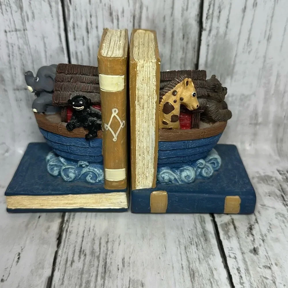 Vintage Noah’s Ark Book Ends Figi 1996 Children’s Nursery Home‎ Decor